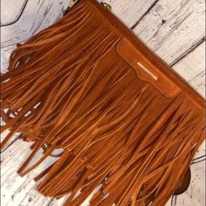Rebecca Minkoff Leather Suede Finn Fringe Crossbody purse